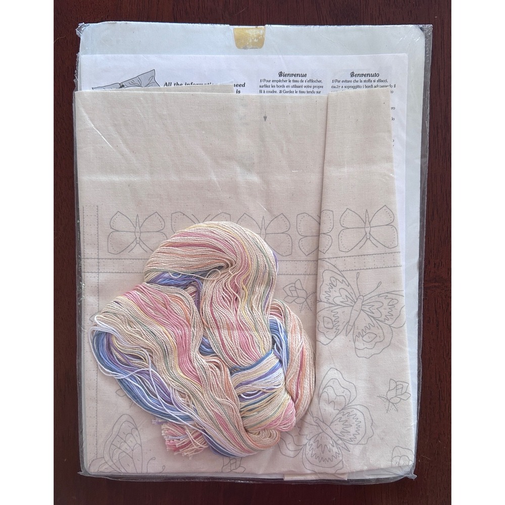 Vintage Sunset Crewel Kit Cotton 14x14 NIB Cottagecore Butterfly Passion Cottage - Picture 3 of 3